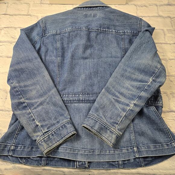 Jones New York Women's Denim Jacket Jean Barn Chore Whiskering Stretch size XL - Picture 8 of 16